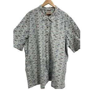 LL Bean Men’s Short Sleeve Fish Print Button-Down Shirt | Size 3XLT (Tall)